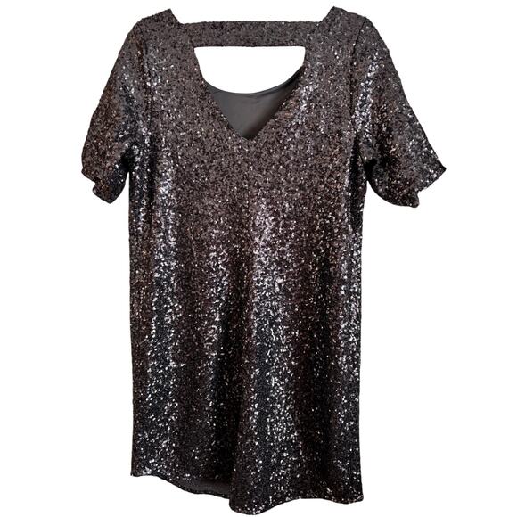 Torrid Women’s Sequin Gray Choker Neckline Shift Dress Size 00 Cocktail Elegant - Picture 2 of 5